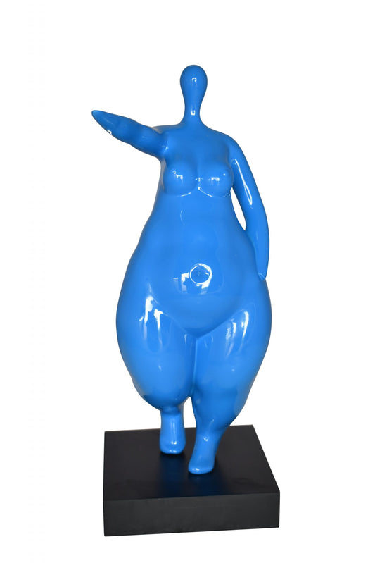 Modern art Voluptuous Blue Lady Hand Forward Resin Statue Size: 8" x 6" x 14"H