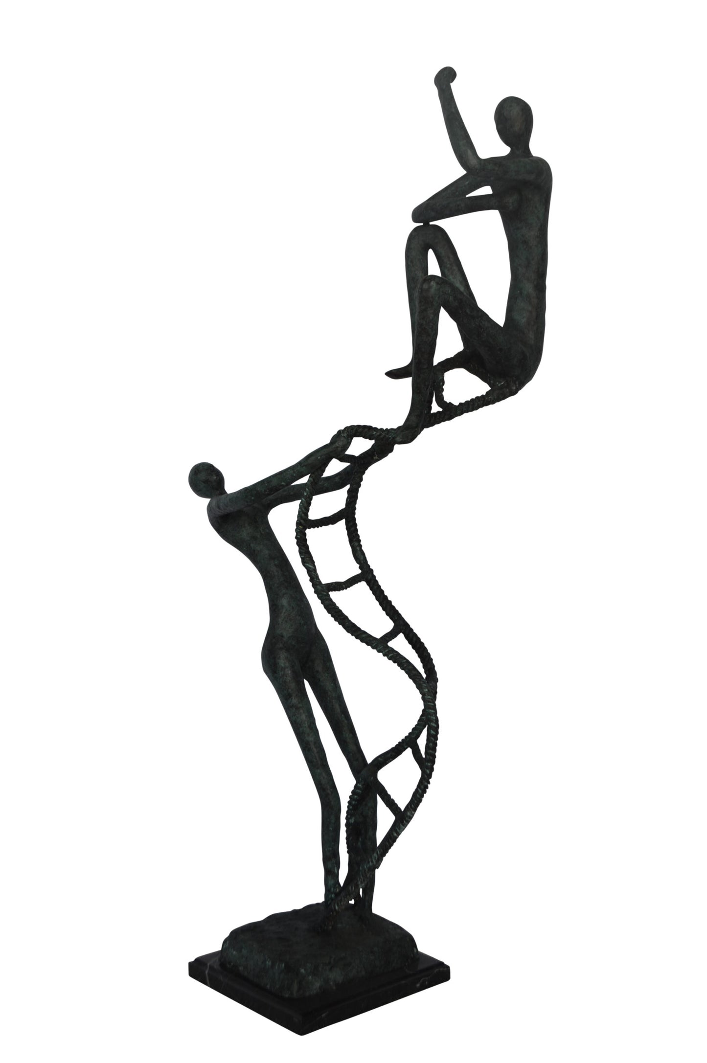 Modern art, two men climbing a latter bronze statue - Size: 14"L x 15"W x 47"H.