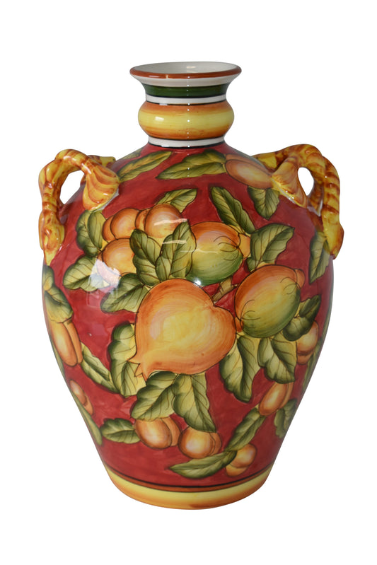 Multicolor Decorative Resin Vase with Fruit Design   Size: 10" x 10" x 14"H