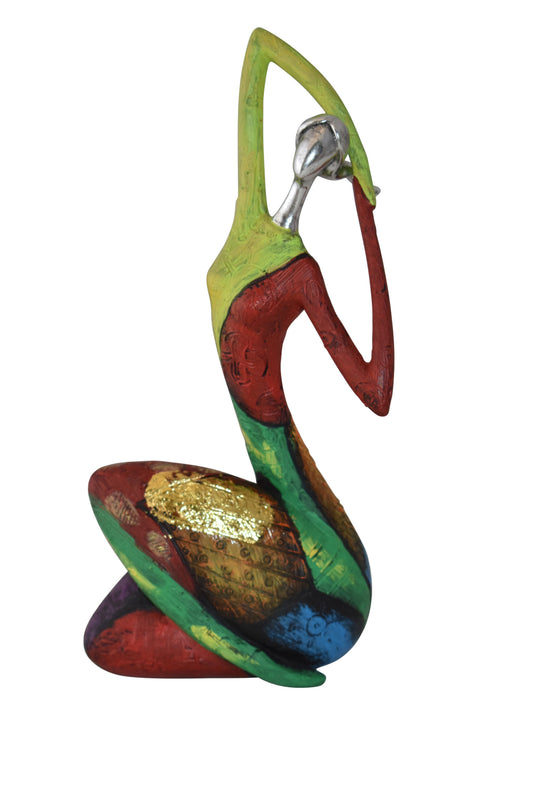 Multicolor Stretching Woman Resin Statue Size: 5" x 4" x 10"H