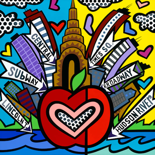 New York, Acrylic Painting, Stretched Canvas, Wall Art by Jozza 40" x 40" x 1"