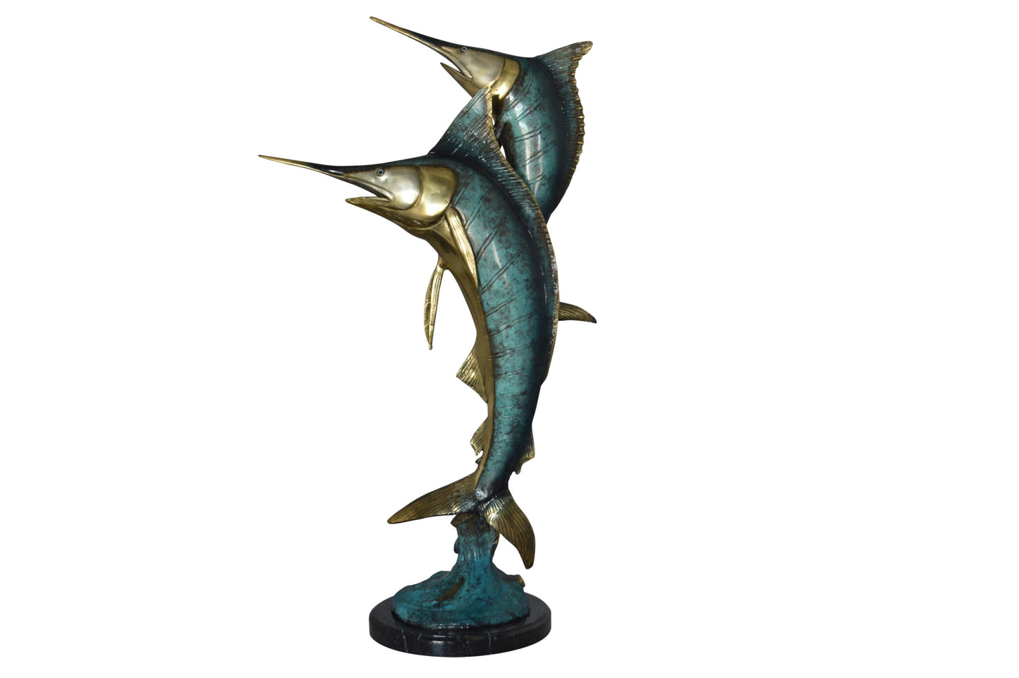 Pair of Marlin Fish Bronze Statue - Size: 16"L x 7"W x 31"H.