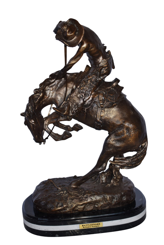 Rattlesnake Remington Replica Bronze Statue on A Marble  Size: 16" x 10" x 25"H