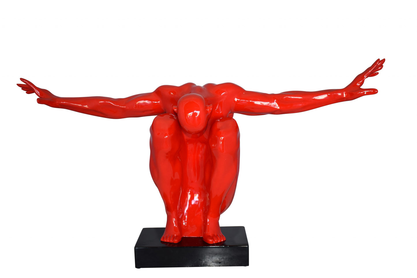 Red Saluting Body Builder Made of Resin Mounted on A Base Size: 37" x 14" x 19"H
