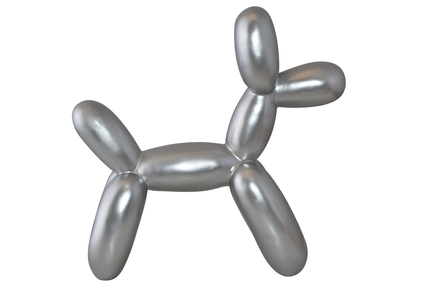 Silver Finish Balloon Dog Statue Made of Resin Size: 16" x 6" x 15"H