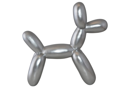 Silver Finish Balloon Dog Statue Made of Resin Size: 16" x 6" x 15"H