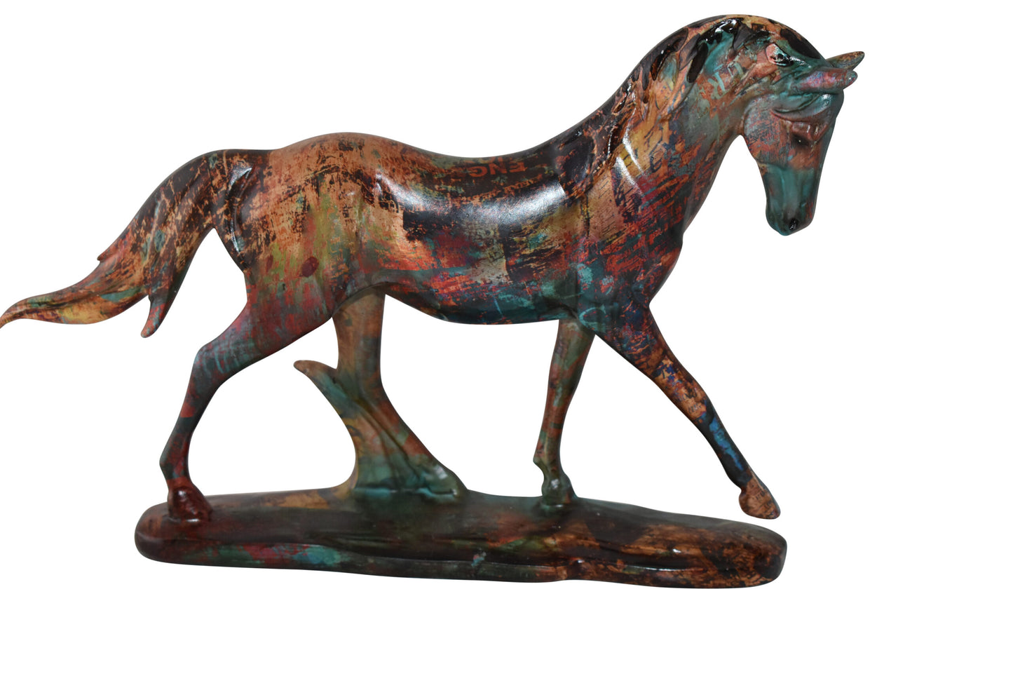 Small Varicolored Roaming Horse Resin Statue Size: 13" x 3" x 8"H