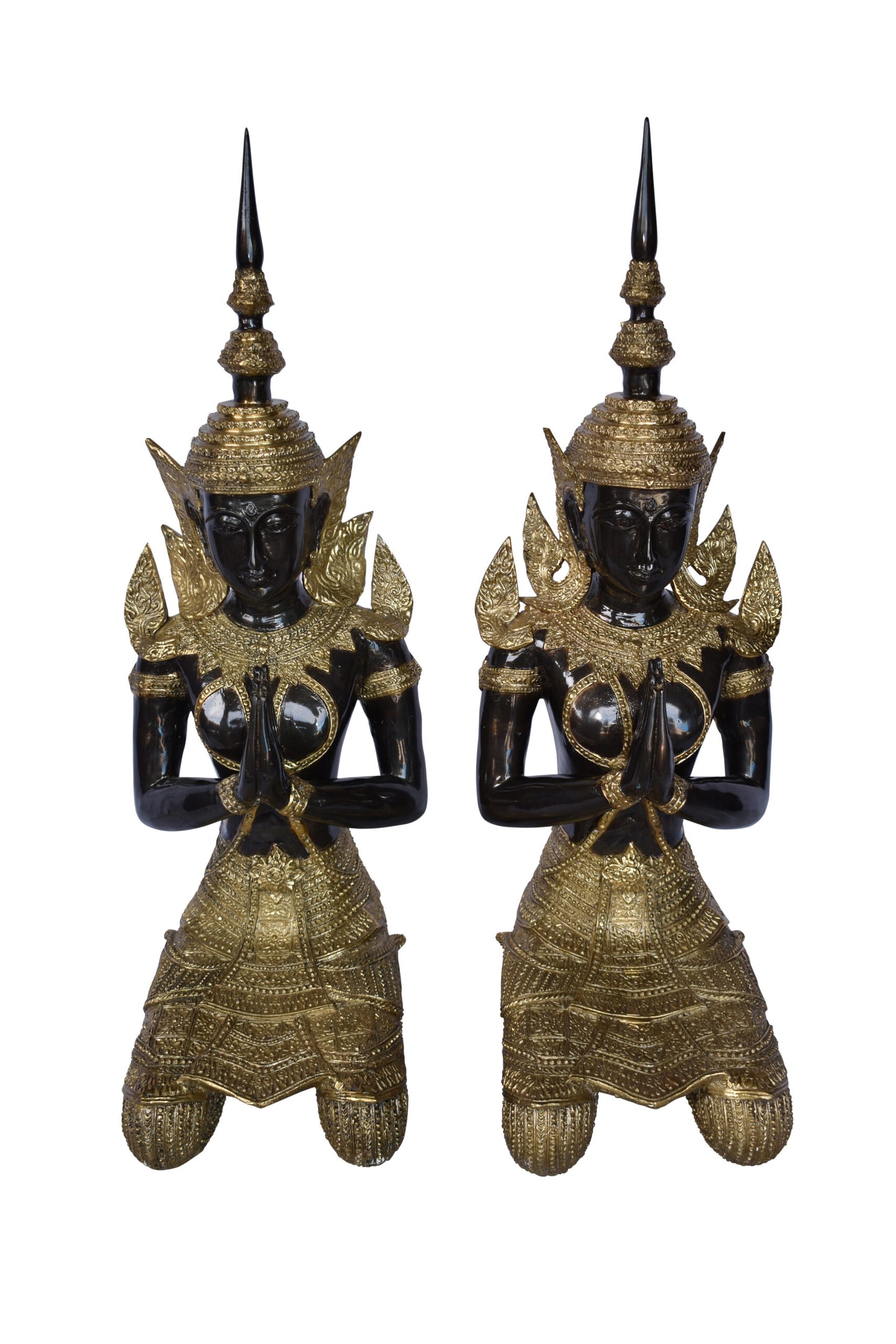 Thepphanom Made of Bronze with gold finish statue Size: 9" x 10" x 29"H