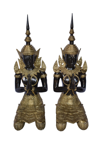 Thepphanom Made of Bronze with gold finish statue Size: 9" x 10" x 29"H