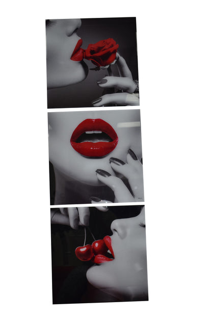 Three-Piece Modern Acrylic Painting of a Sensual Composition 1" x 72" x 23"H