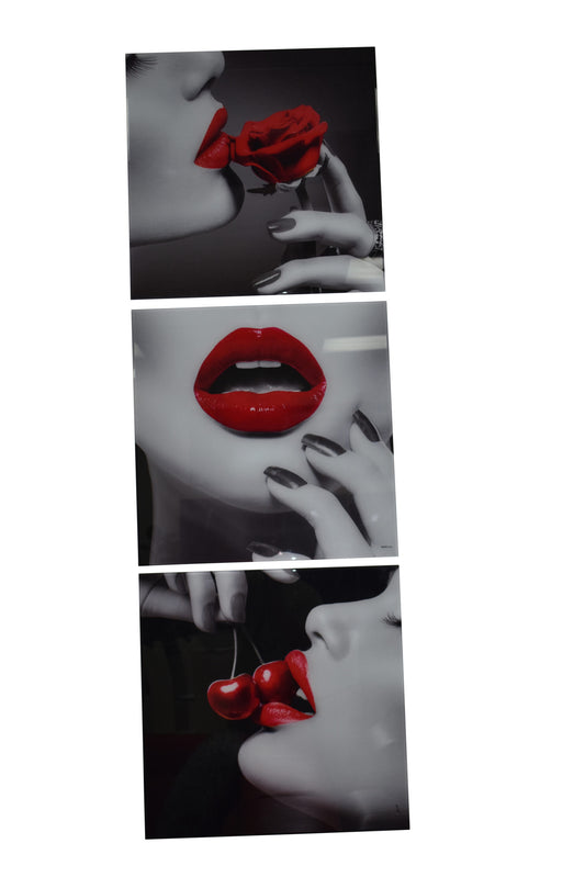 Three-Piece Modern Acrylic Painting of a Sensual Composition 1" x 72" x 23"H