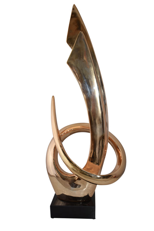 Unique Abstract Rose Gold Resin Statue Size: 11" x 15" x 37"H