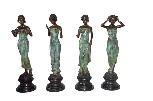 A Set of The Four-Season Goddess bronze statues - Size: 12"L x 12"W x 43"H Each