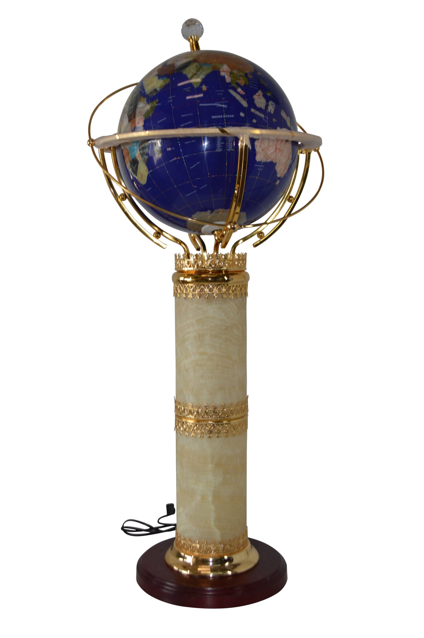 Illuminated Blue - World Globe Rotated by motor - Size: 19" x 19" x 42"H
