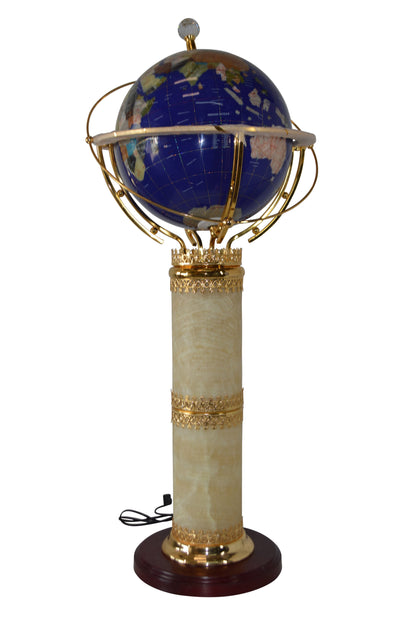 Illuminated Blue - World Globe Rotated by motor - Size: 19" x 19" x 42"H