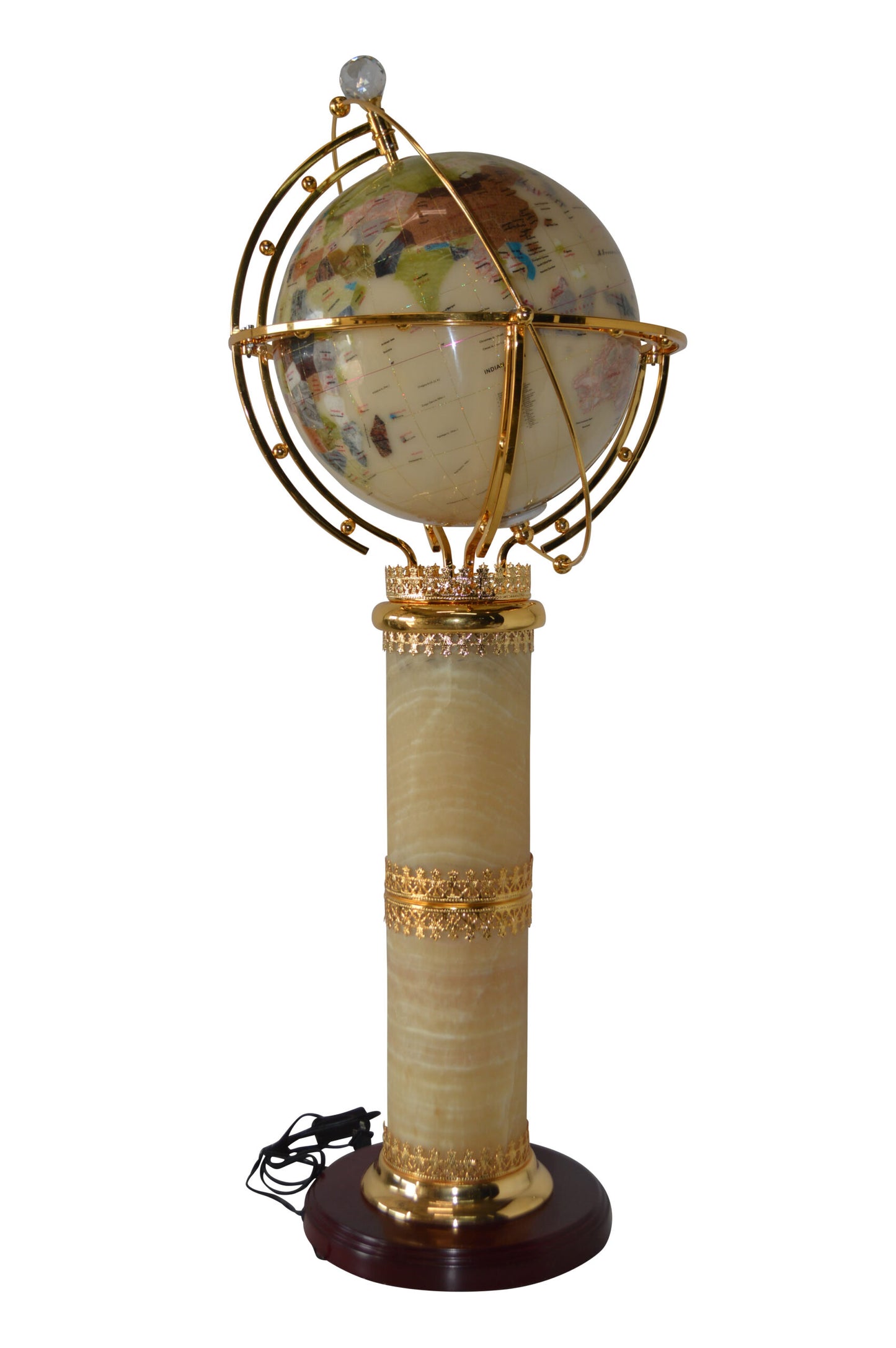 Illuminated White - World Globe Rotated by a Motor - Size: 19"L x 19"W x 42"H.