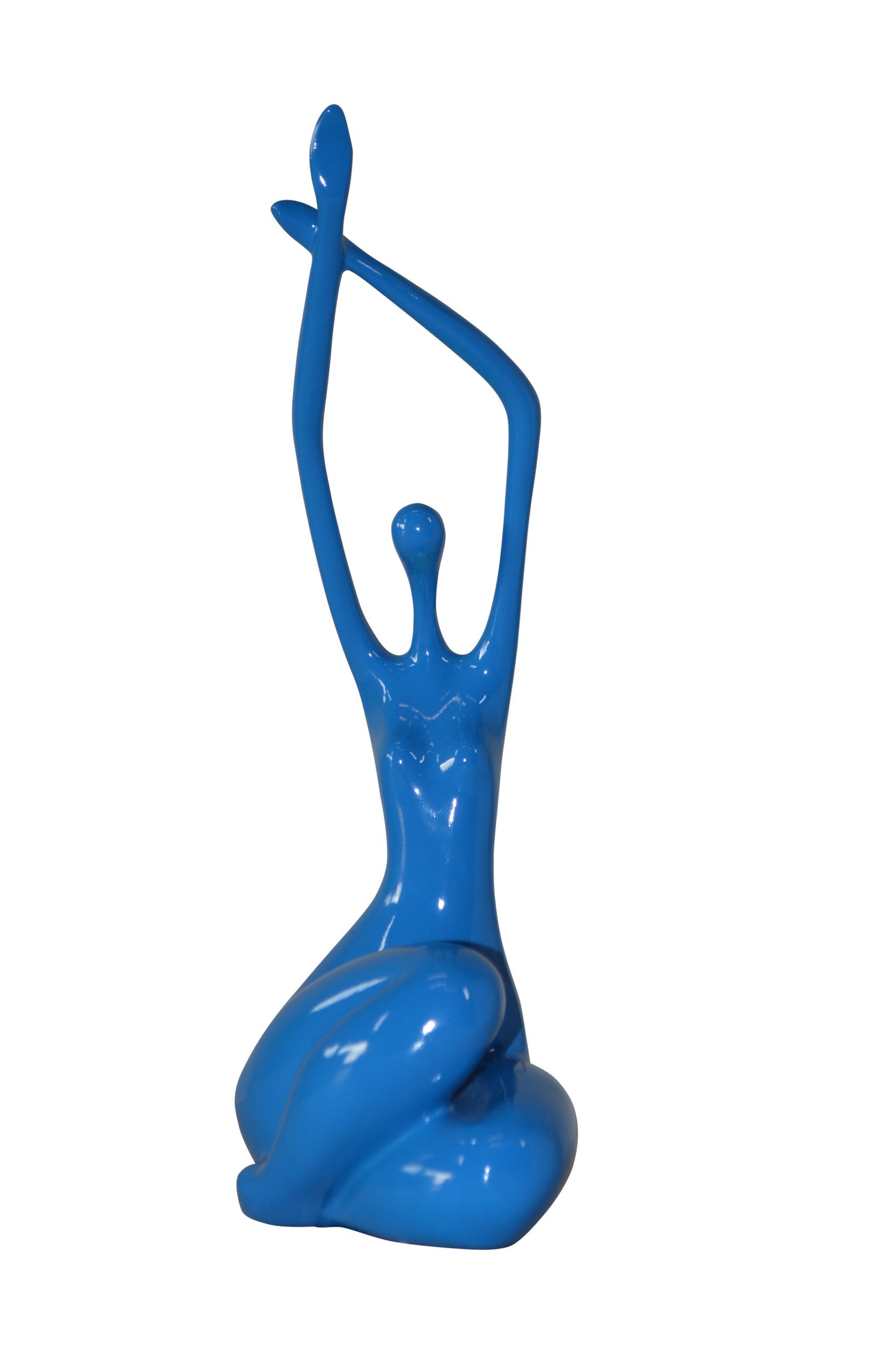 Modern Art Dancer in Action Blue Resin Statue - Size: 4"L x 6"W x 13"H.