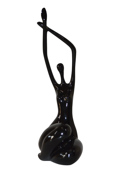 Modern Art Dancer in Action black Resin Statue - Size: 4"L x 6"W x 13"H.