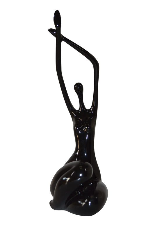 Modern Art Dancer in Action black Resin Statue - Size: 4"L x 6"W x 13"H.