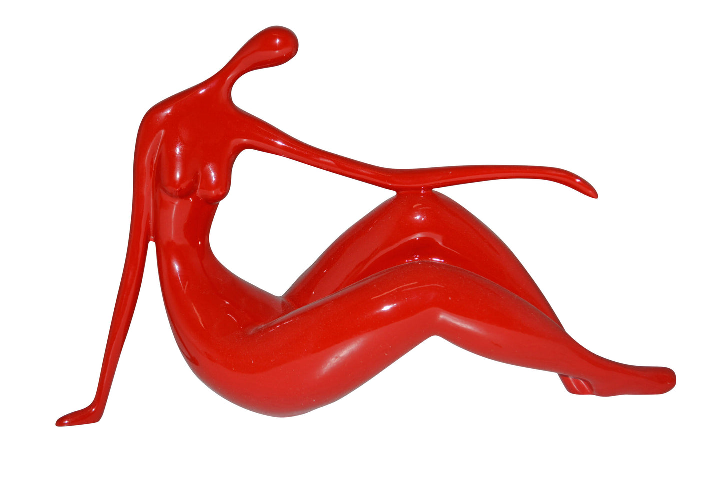 Modern Art Medium Red Women on the Beach Resin Statue - Size: 14" x 4" x 9"H