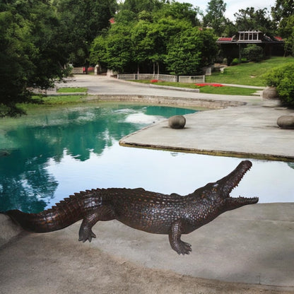 77" Bronze Alligator Fountain Sculpture