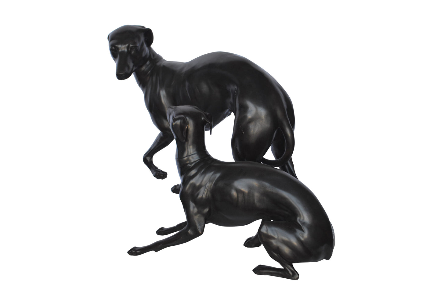 A pair of  Whippet Dogs Bronze Statue -  Size: 32"L x 17"W x 23"H.