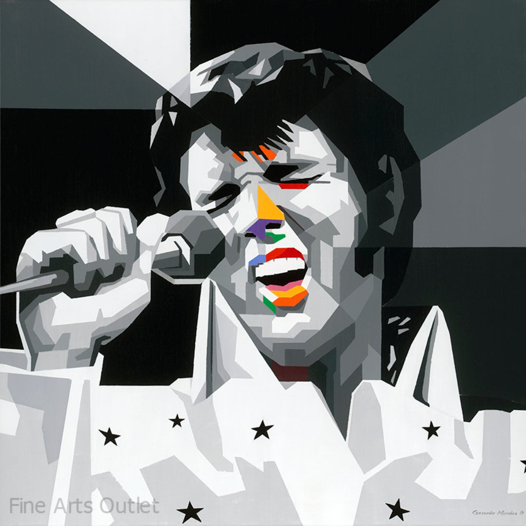 Elvis Presley by G. Mendez - Embellished Giclee -  Size: 36"L x 36"W x 2"H.