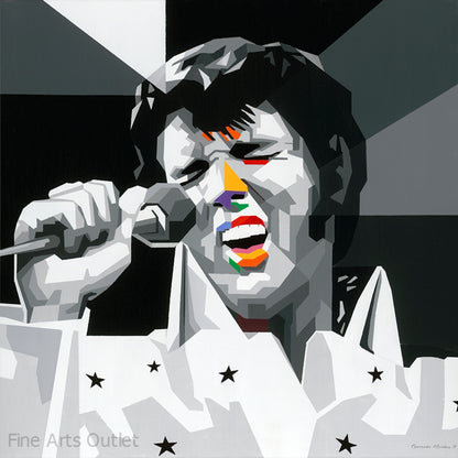 Elvis Presley by G. Mendez - Embellished Giclee -  Size: 48"L x 48"W x 2"H.