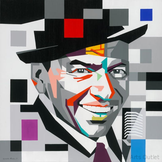 Frank Sinatra by G. Mendez - Embellished Giclee -  Size: 48"L x 48"W x 2"H.