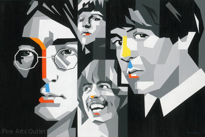 The Beatles ll by Gerardo Mendez Patricio - Acrylic -  Size: 46"L x 38"W x 2"H.
