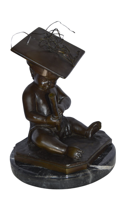 Graduating baby bronze statue -  Size: 16"L x 16"W x 21"H.