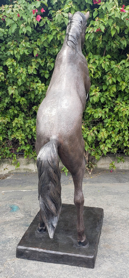 Life Size Rearing Horse Bronze Statue Outdoor Equestrian Art 58" x 21" x 76"H