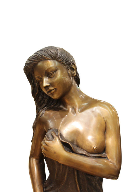 Beautiful Women Holding Drape Bronze Statue -  Size: 22"L x 18"W x 49"H. 