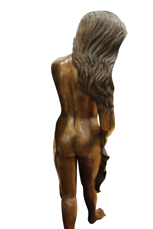 Beautiful Women Holding Drape Bronze Statue -  Size: 22"L x 18"W x 49"H. 