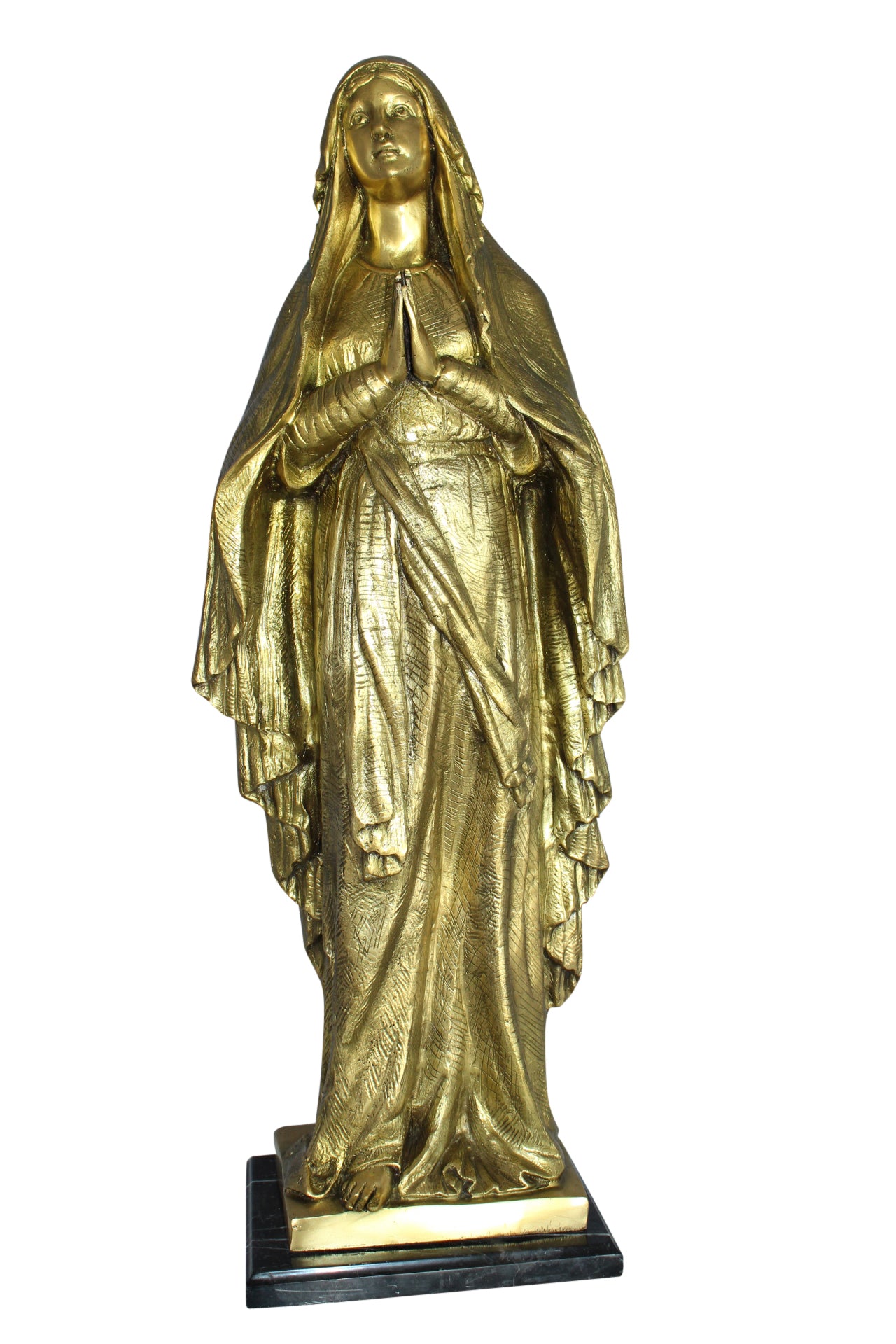 Blessed Virgin Mary Bronze Statue -  Size: 10"L x 8"W x 33"H. 