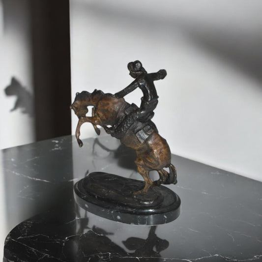 Bronco Buster by Remington Bronze Statue -  3" x 7" x 10"H.
