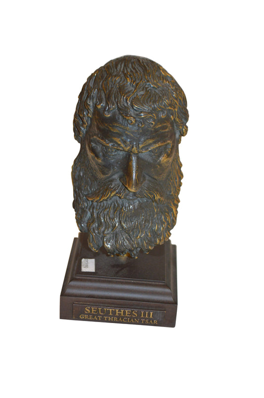 Bronze Head Of King Seuthes III -  Size: 4"L x 4"W x 9"H.