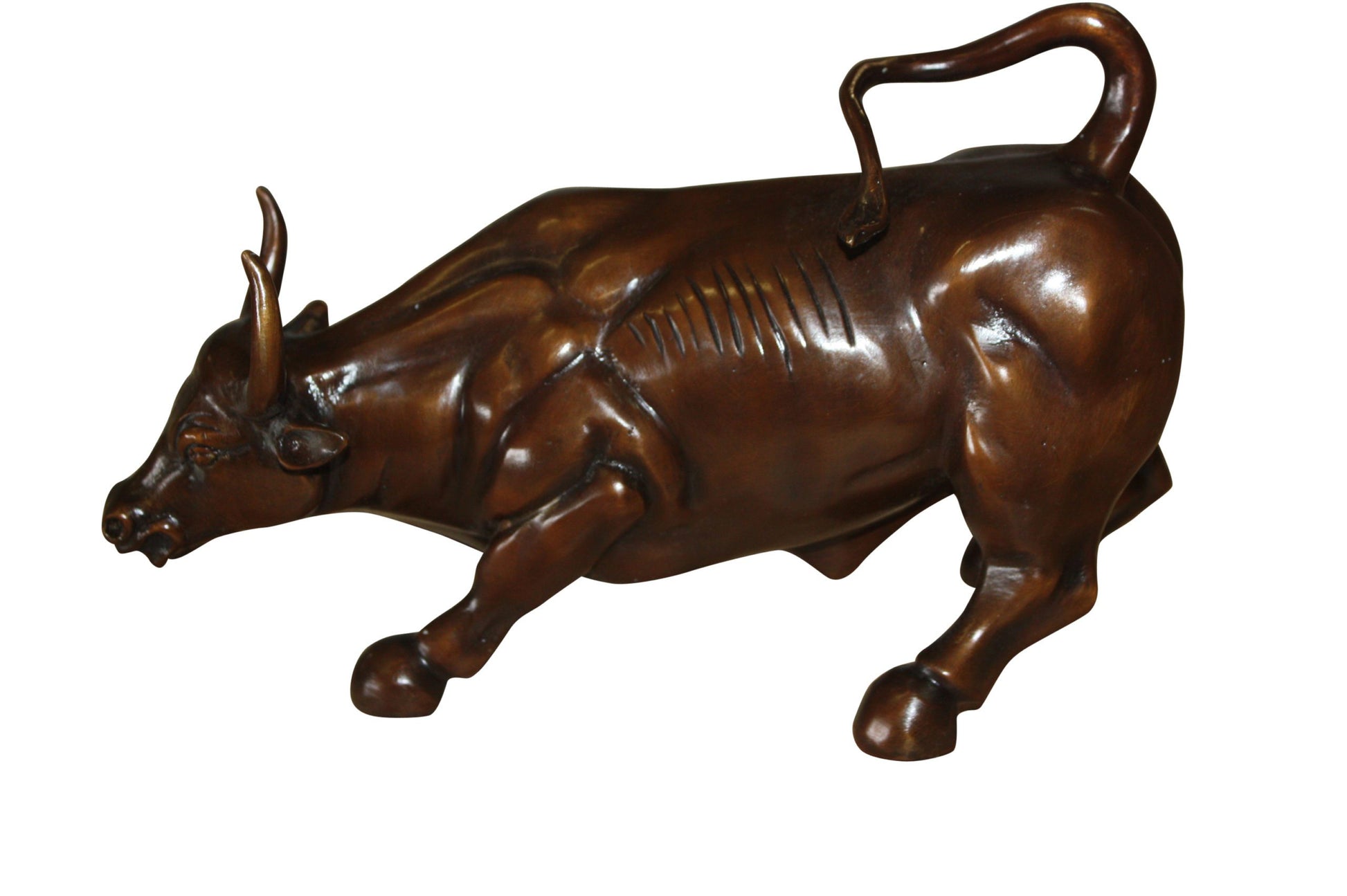 Wall street bull small - Bronze Statue -  Size: 12"L x 6"W x 7.5"H. 