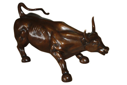Wall street bull small - Bronze Statue -  Size: 12"L x 6"W x 7.5"H. 