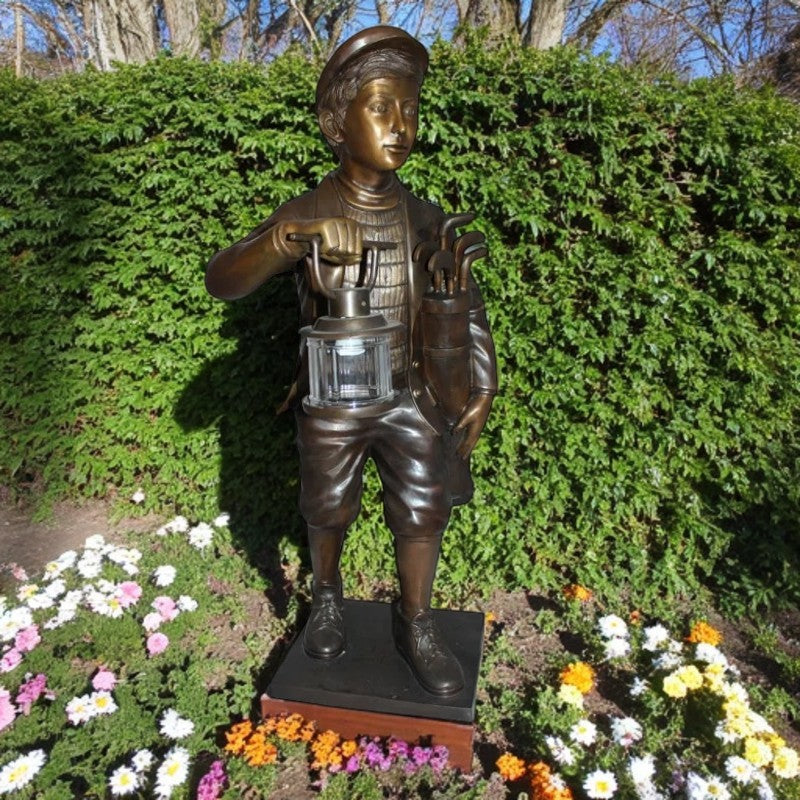 Caddy with light Bronze Statue -  Size: 19"L x 19"W x 42"H.