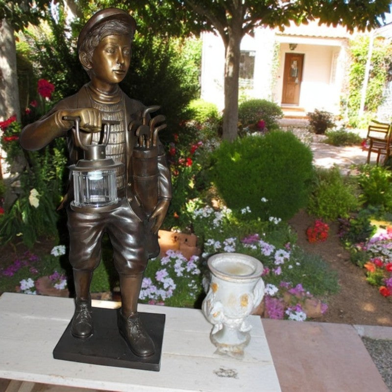 Caddy with light Bronze Statue -  Size: 19"L x 19"W x 42"H.
