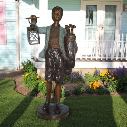 Caddy with light Bronze Statue -  Size: 30"L x 36"W x 64"H.