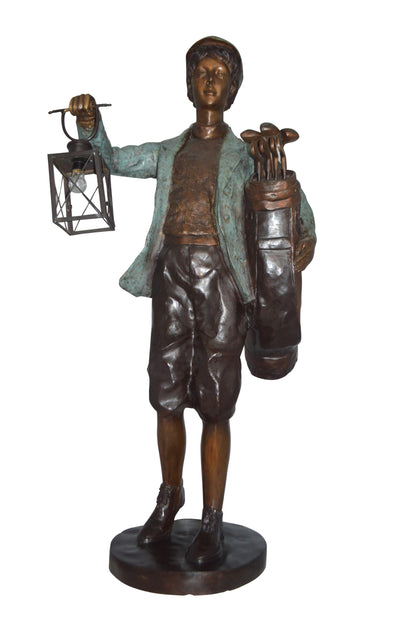 Caddy with light Bronze Statue -  Size: 30"L x 36"W x 64"H.