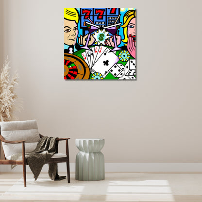 Casino, Acrylic Painting, Stretched Canvas, Wall Art by Jozza 48" x 48" x 1"