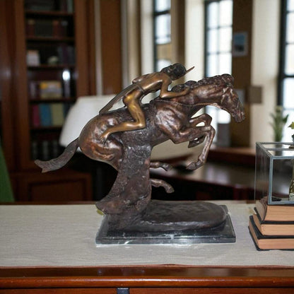 Cheyenne by Remington Bronze Statue -  Size: 27"L x 8.5"W x 22"H.