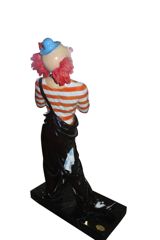 Standing clown with flowers - Bronze Statue -  Size: 21"L x 10.5"W x 38"H. 