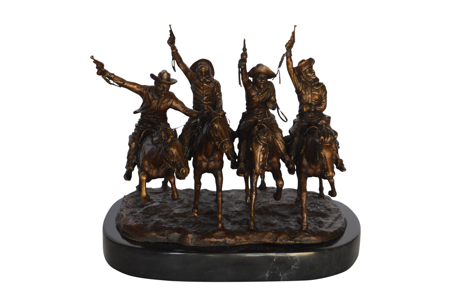 Coming Thru The Rye Small Remington Replica - Orrville Marble Base Bronze Statue, 14"L x 9"W x 13"H