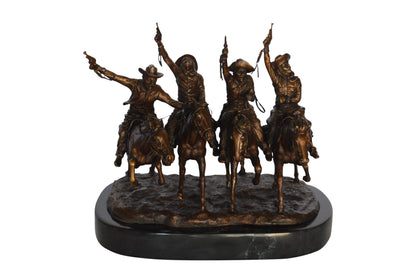 Coming Thru The Rye Small Remington Replica - Orrville Marble Base Bronze Statue, 14"L x 9"W x 13"H