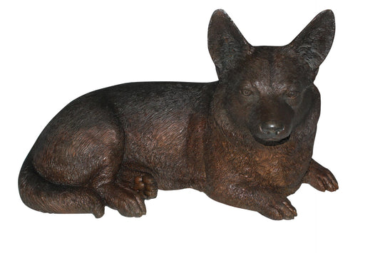 Corgi dog Bronze Statue -  Size: 20"L x 10"W x 11.5"H. 