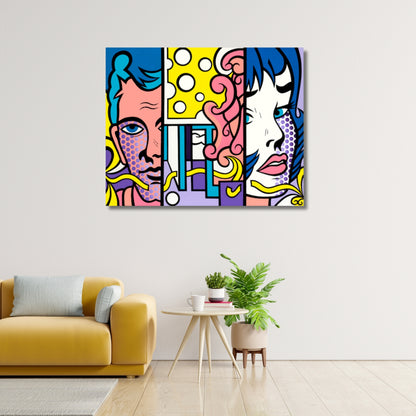 Couple, Acrylic Painting, Stretched Canvas, Wall Art by Jozza 60" x 48" x 1"